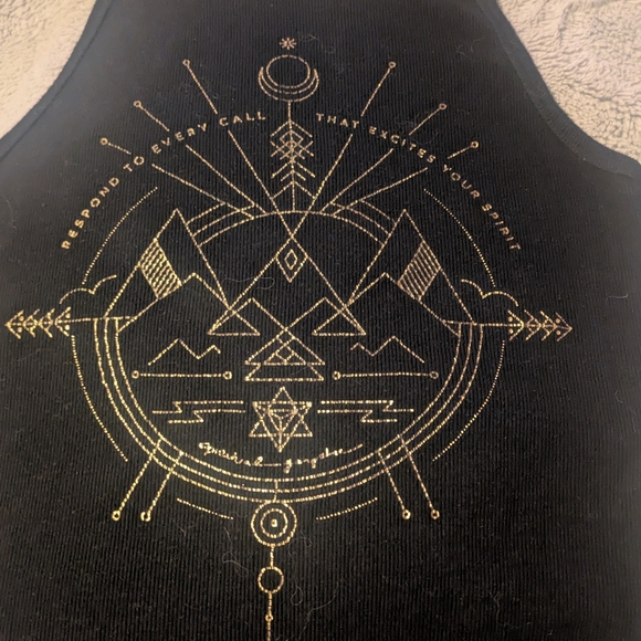 ✨Spiritual Gangster✨ Black Racer Back Stretch Tank Top with Gold Graphic - Picture 6 of 6